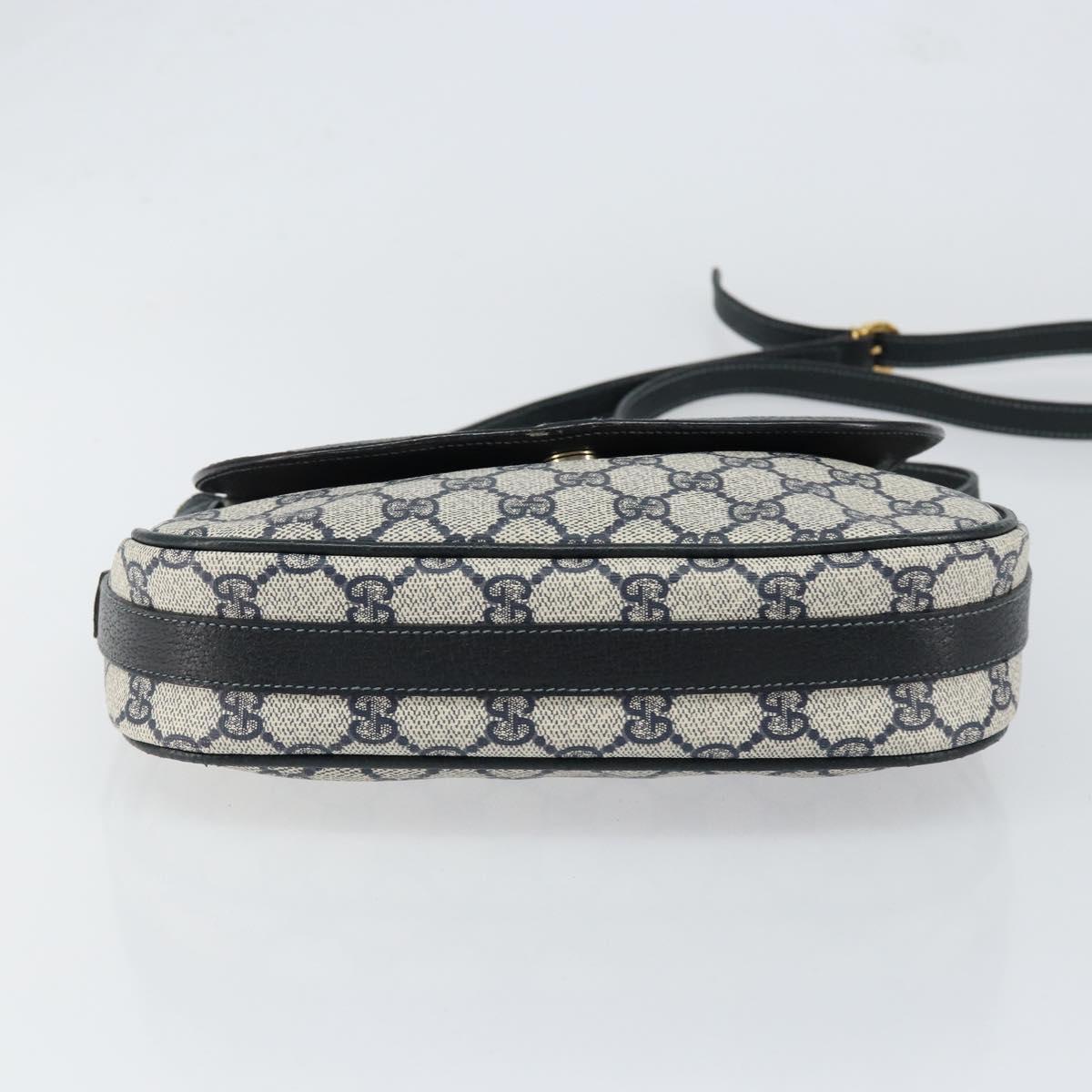 GUCCI GG Supreme Sherry Line Shoulder Bag Navy Gold 001 115 0914 Auth 151271