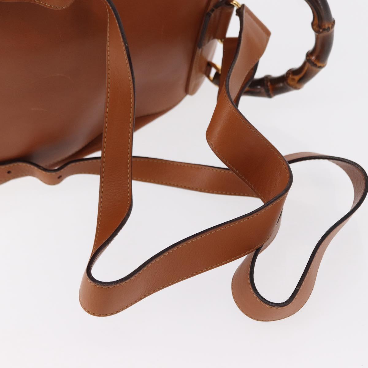 GUCCI Bamboo Backpack Leather Brown Gold 003 2058 0016 Auth 151272