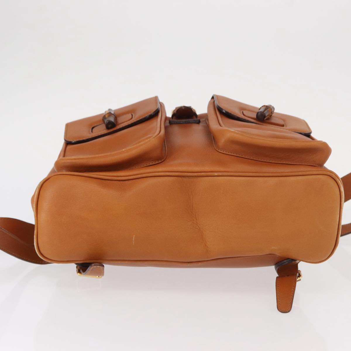 GUCCI Bamboo Backpack Leather Brown Gold 003 2058 0016 Auth 151272