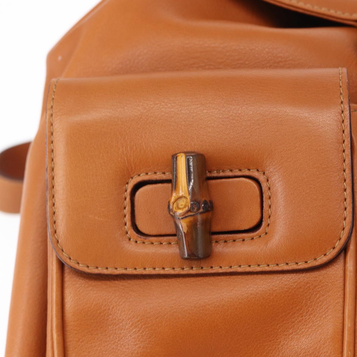 GUCCI Bamboo Backpack Leather Brown Gold 003 2058 0016 Auth 151272