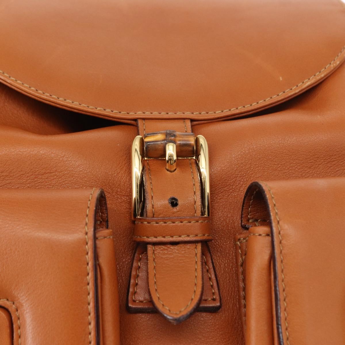 GUCCI Bamboo Backpack Leather Brown Gold 003 2058 0016 Auth 151272