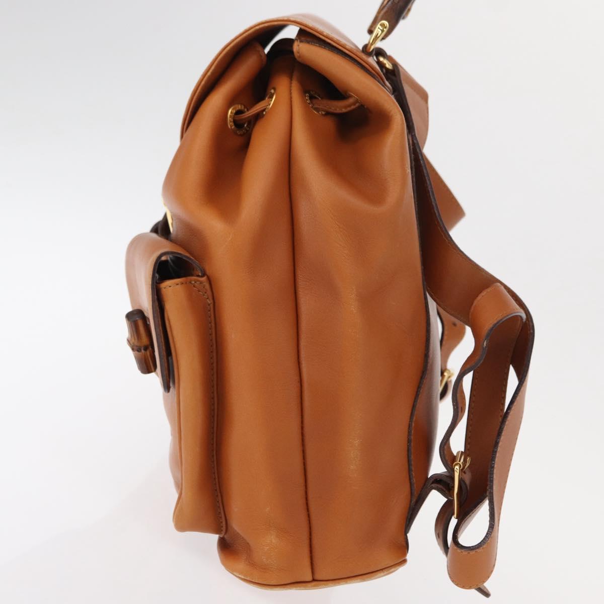 GUCCI Bamboo Backpack Leather Brown Gold 003 2058 0016 Auth 151272