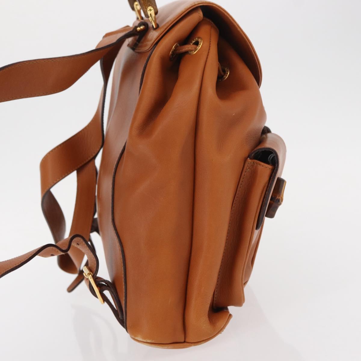 GUCCI Bamboo Backpack Leather Brown Gold 003 2058 0016 Auth 151272