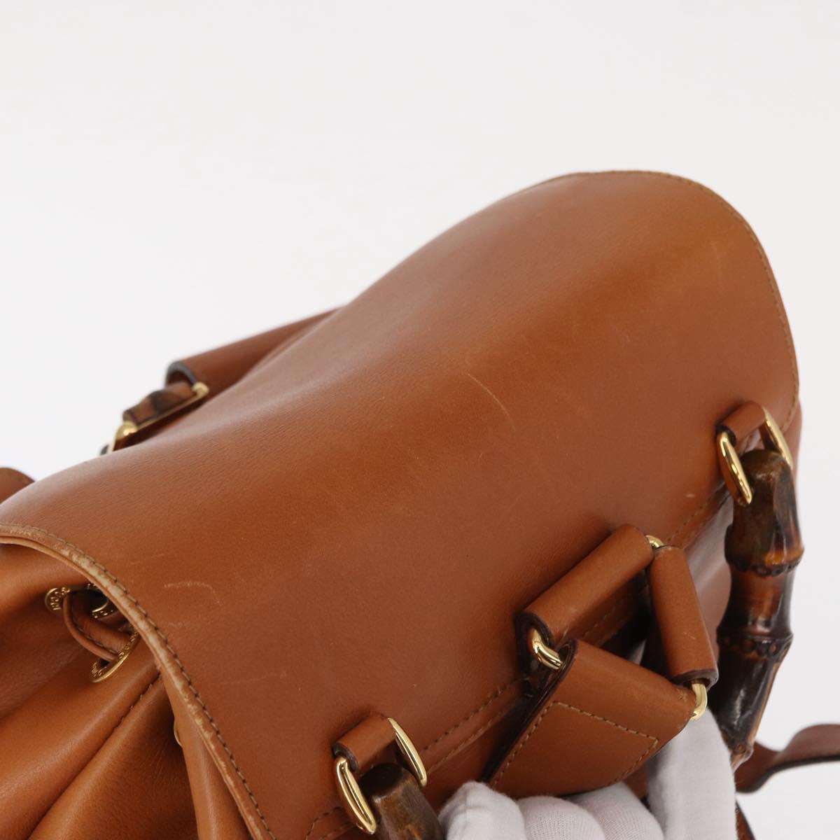 GUCCI Bamboo Backpack Leather Brown Gold 003 2058 0016 Auth 151272