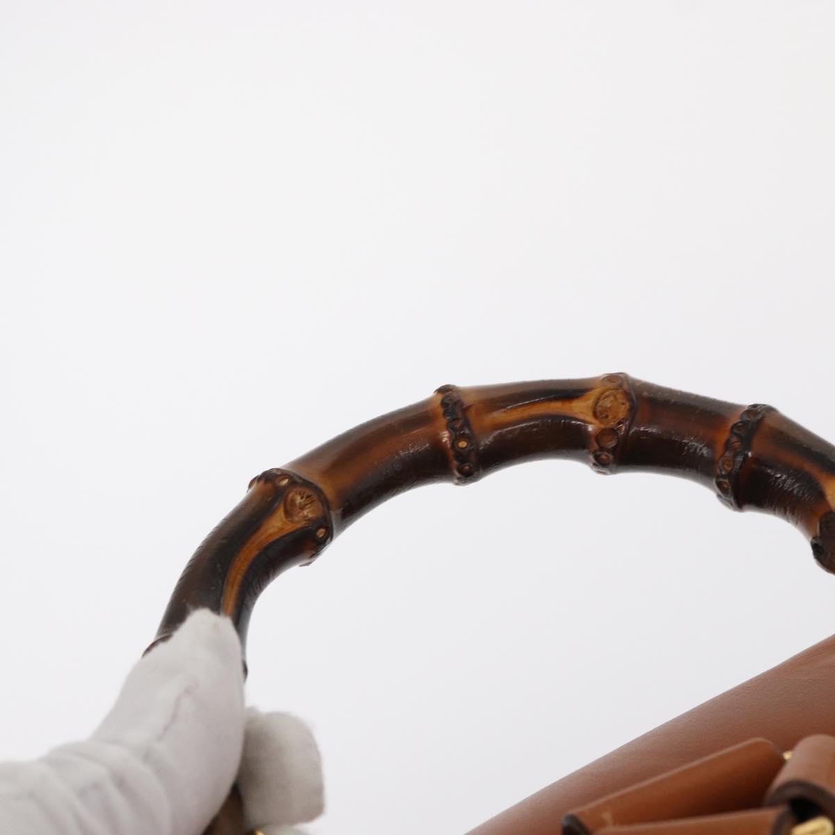 GUCCI Bamboo Backpack Leather Brown Gold 003 2058 0016 Auth 151272