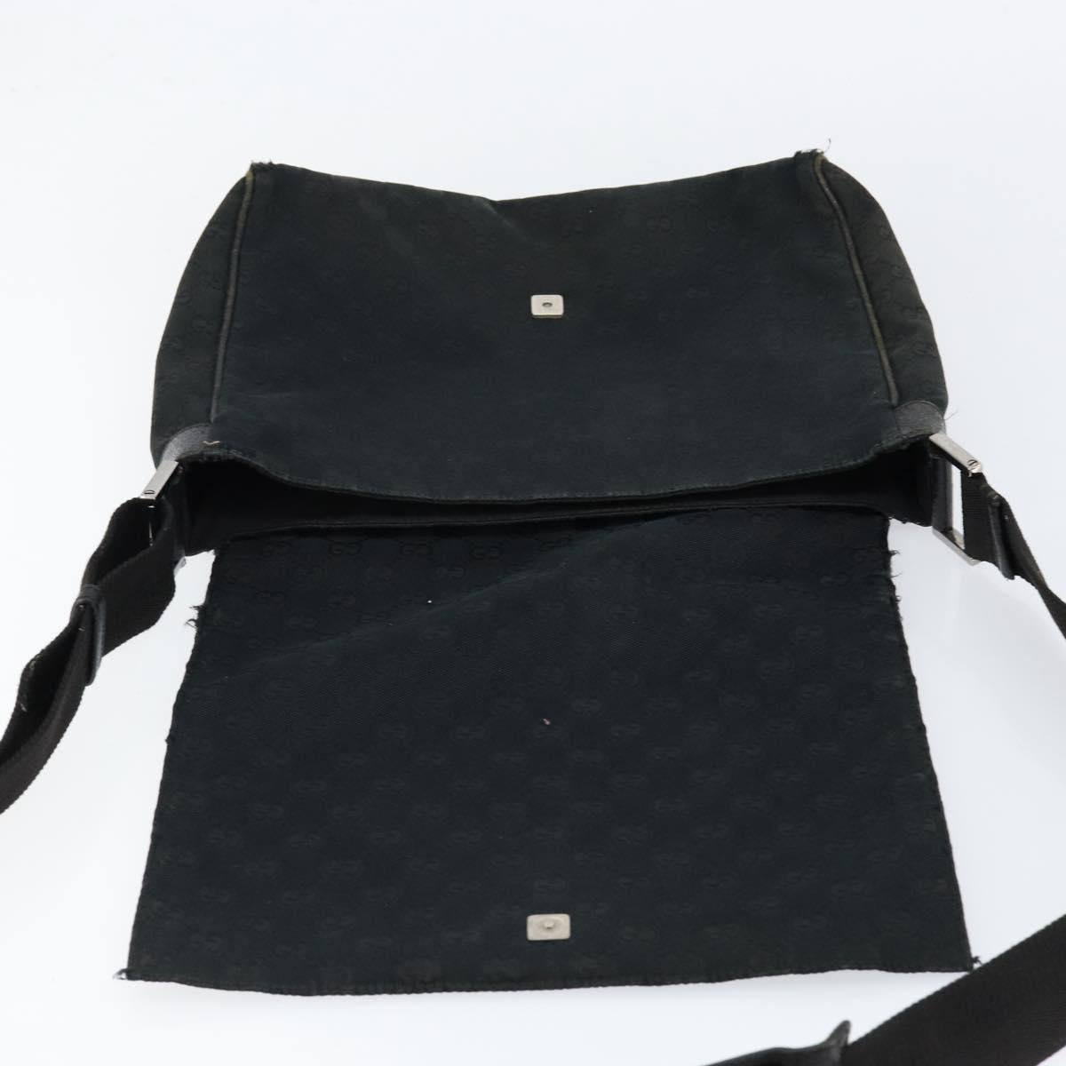GUCCI GG Canvas Shoulder Bag Black Silver 146236 Auth 151273