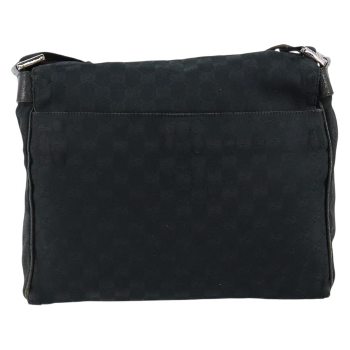 GUCCI GG Canvas Shoulder Bag Black Silver 146236 Auth 151273