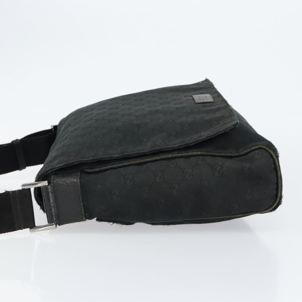 GUCCI GG Canvas Shoulder Bag Black Silver 146236 Auth 151273