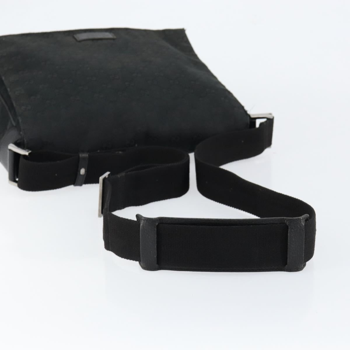 GUCCI GG Canvas Shoulder Bag Black Silver 146236 Auth 151273