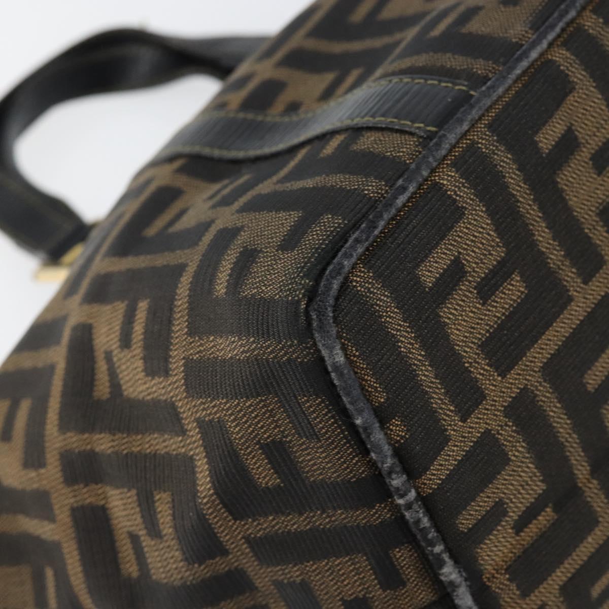 FENDI Zucca Canvas Hand Bag Black Brown gold Auth 151275