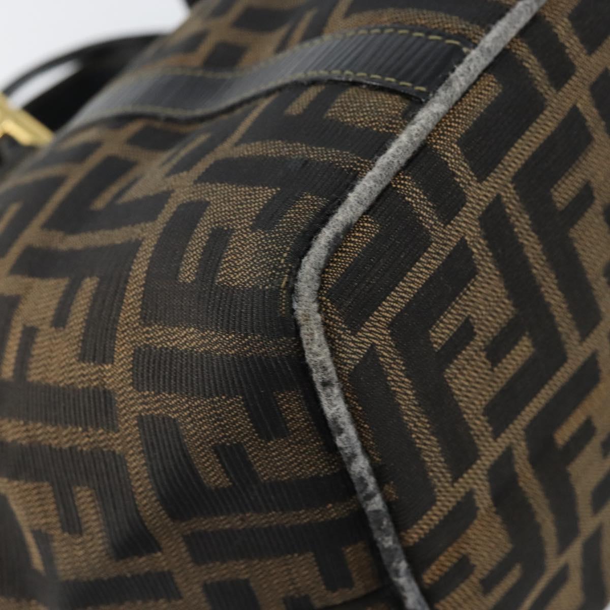 FENDI Zucca Canvas Hand Bag Black Brown gold Auth 151275