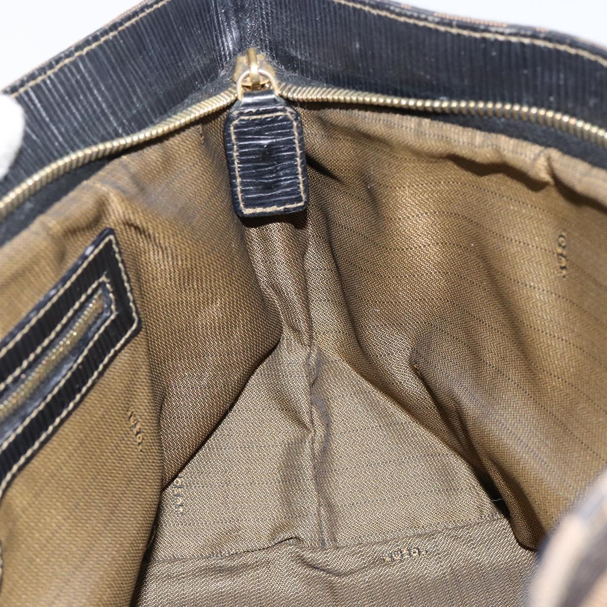 FENDI Zucca Canvas Hand Bag Black Brown gold Auth 151275