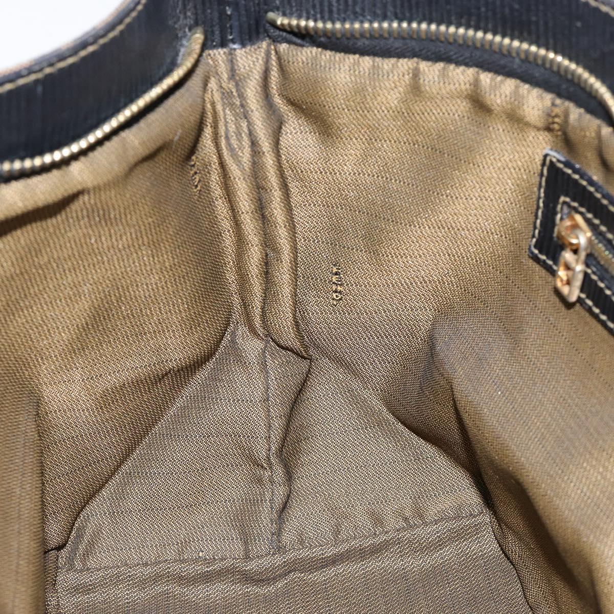 FENDI Zucca Canvas Hand Bag Black Brown gold Auth 151275