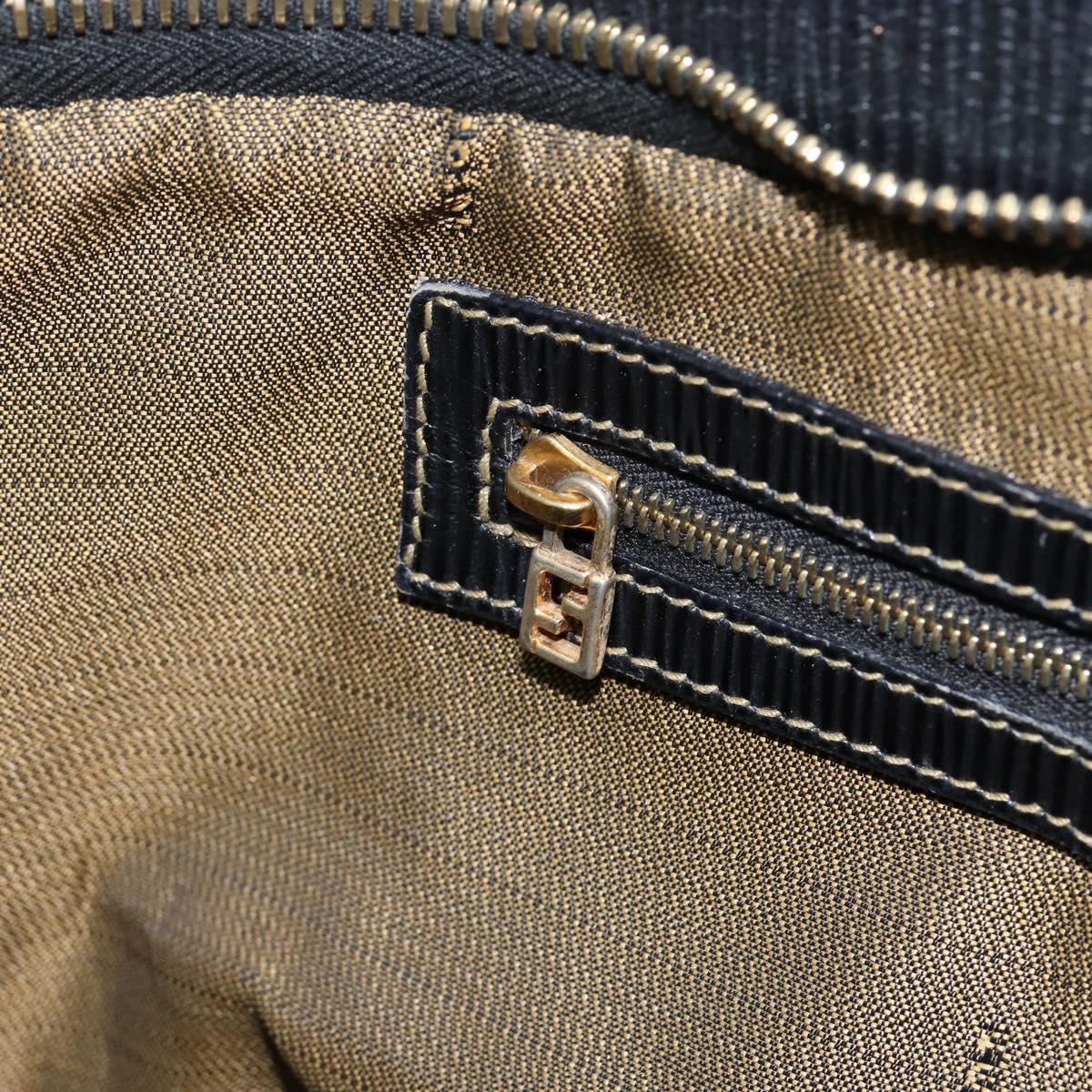 FENDI Zucca Canvas Hand Bag Black Brown gold Auth 151275