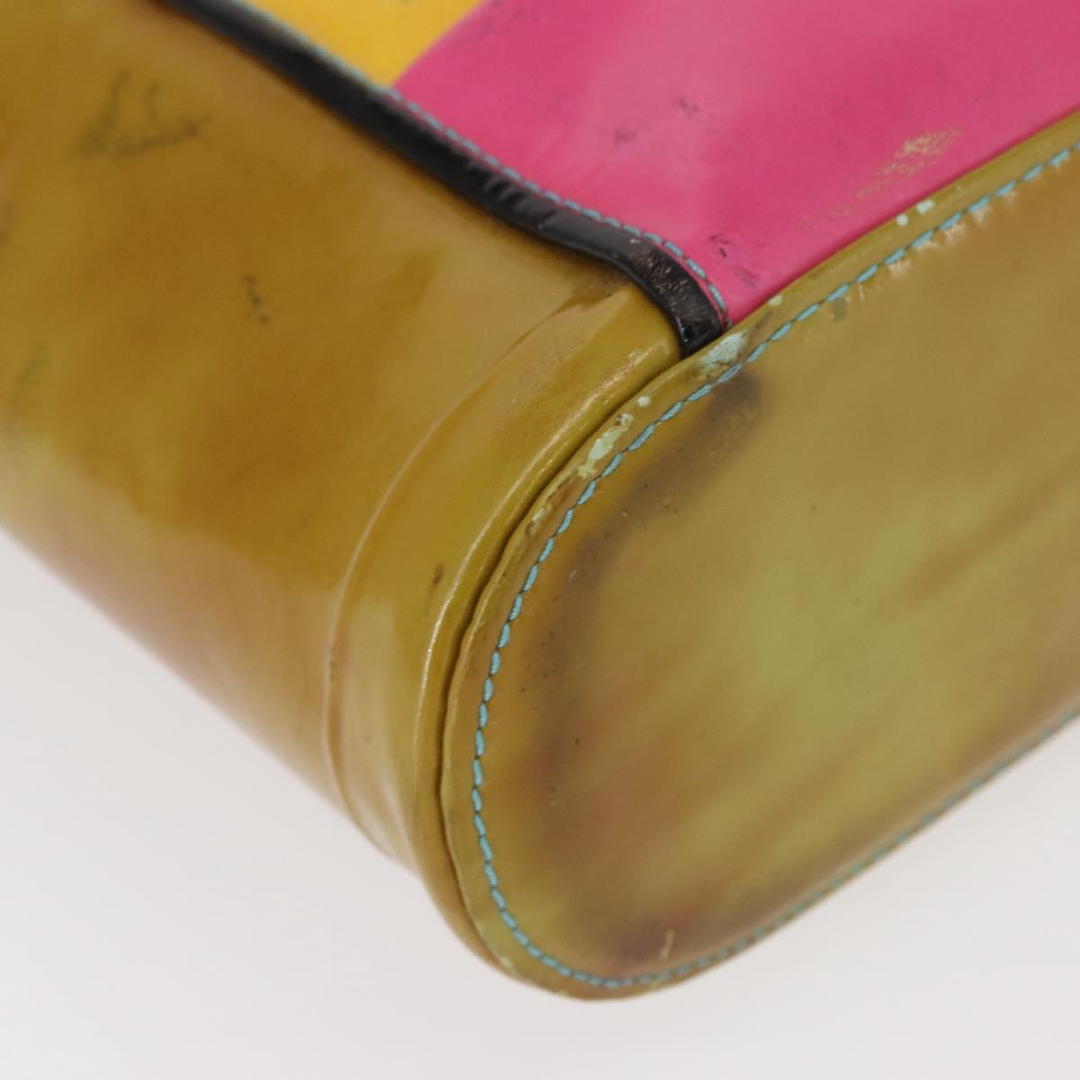 CHANEL Hand Bag Enamel Multicolor Gold CC Auth 151278