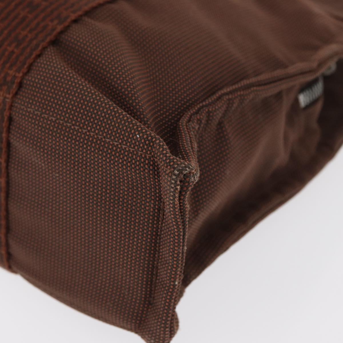 HERMES Her Line PM Tote Bag Canvas Brown Silver Auth 151279