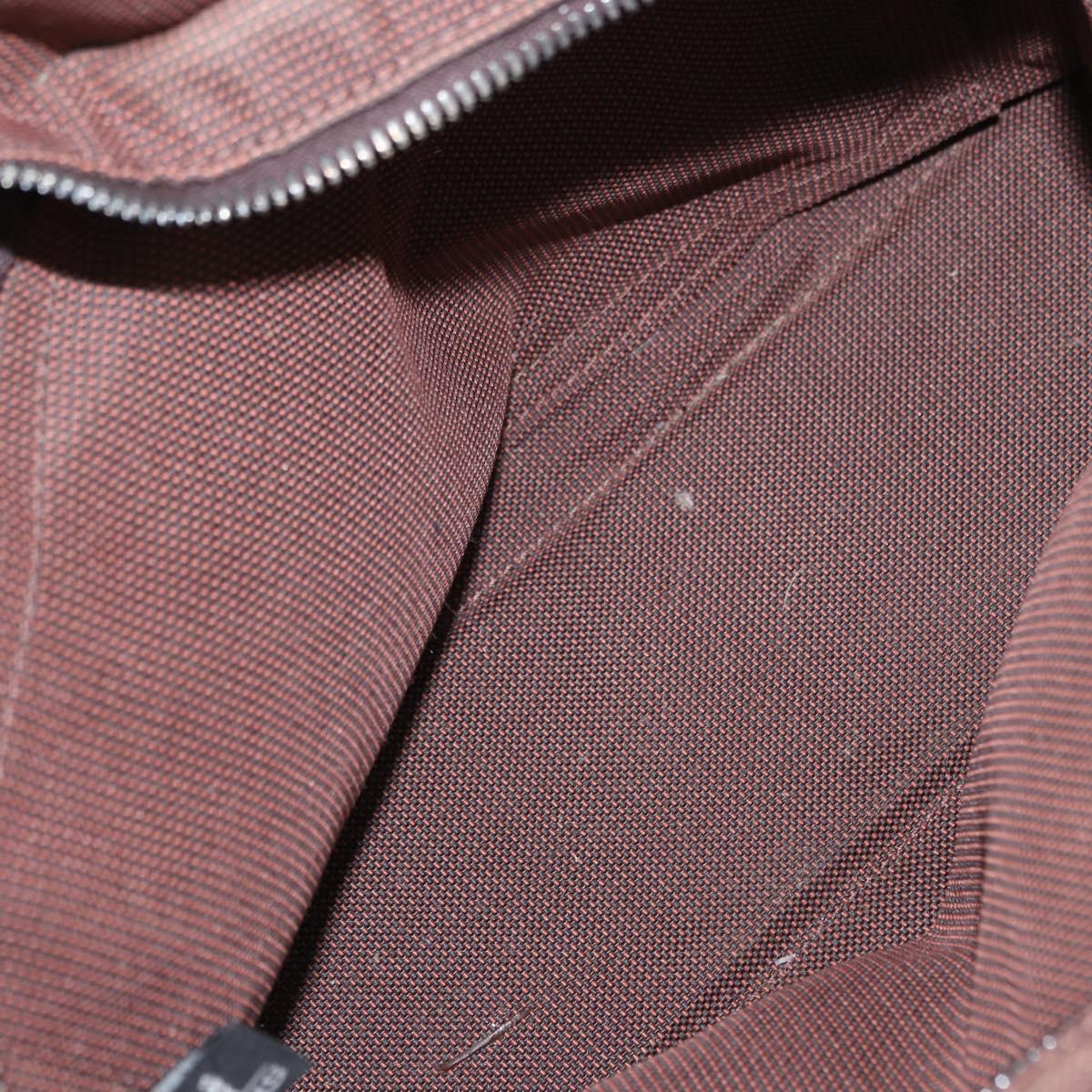 HERMES Her Line PM Tote Bag Canvas Brown Silver Auth 151279