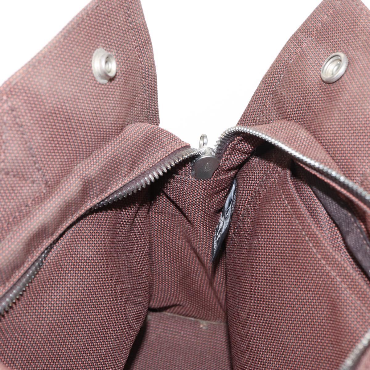 HERMES Her Line PM Tote Bag Canvas Brown Silver Auth 151279