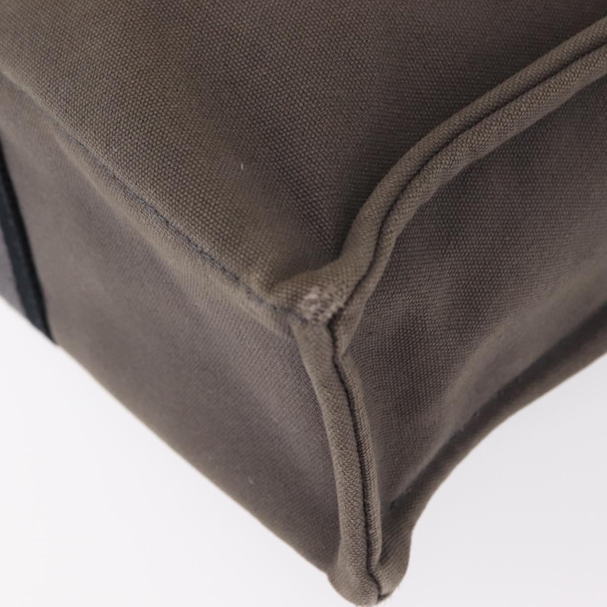 HERMES Fourre ToutMM Hand Bag Canvas Gray Silver Auth 151280