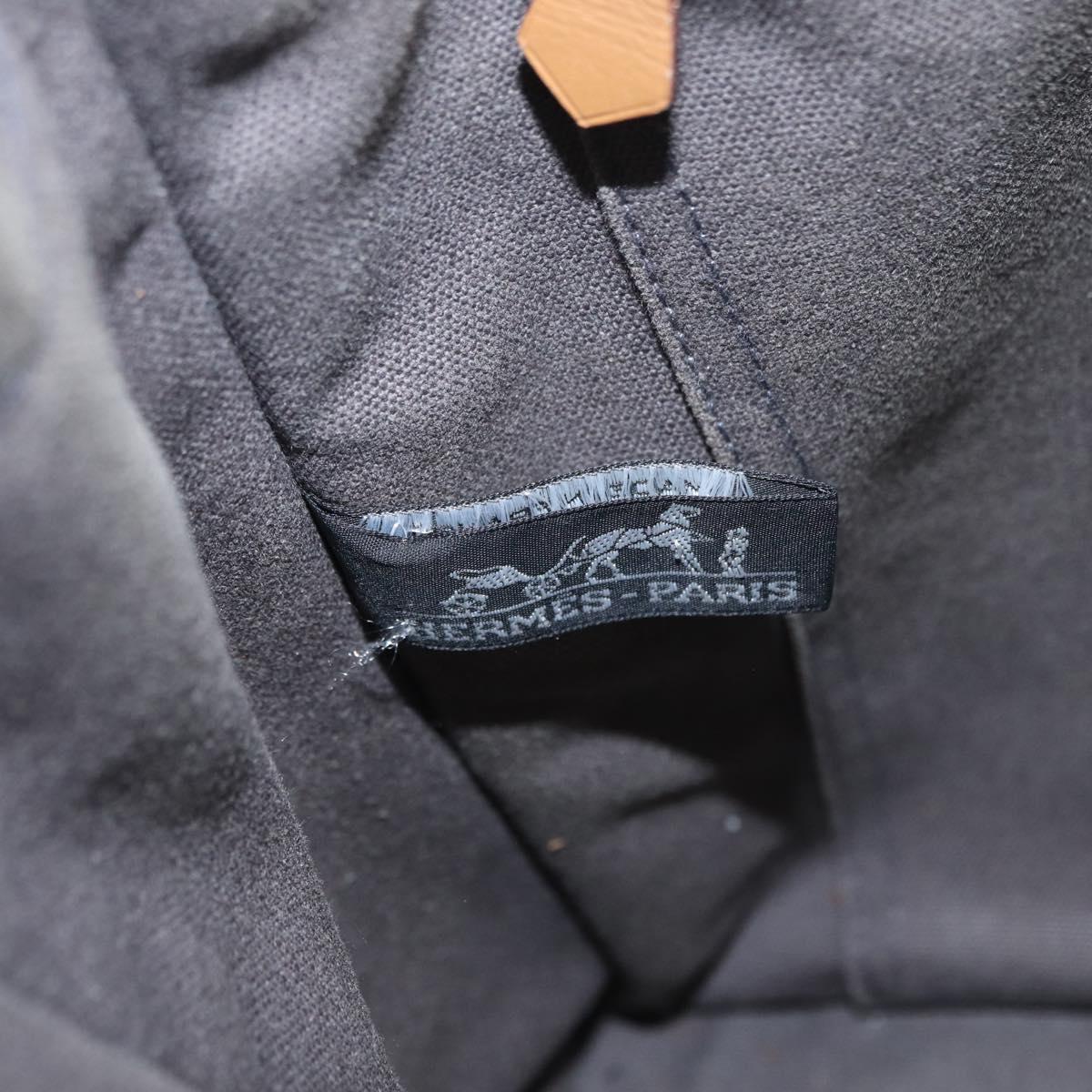 HERMES Fourre ToutMM Hand Bag Canvas Gray Silver Auth 151280