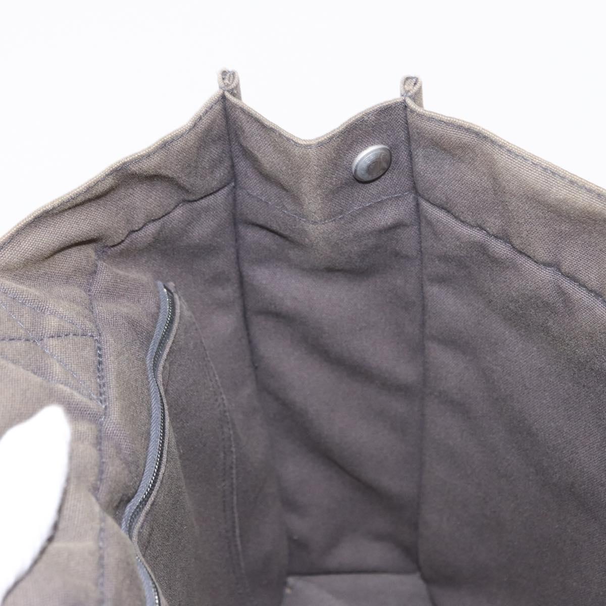 HERMES Fourre ToutMM Hand Bag Canvas Gray Silver Auth 151280