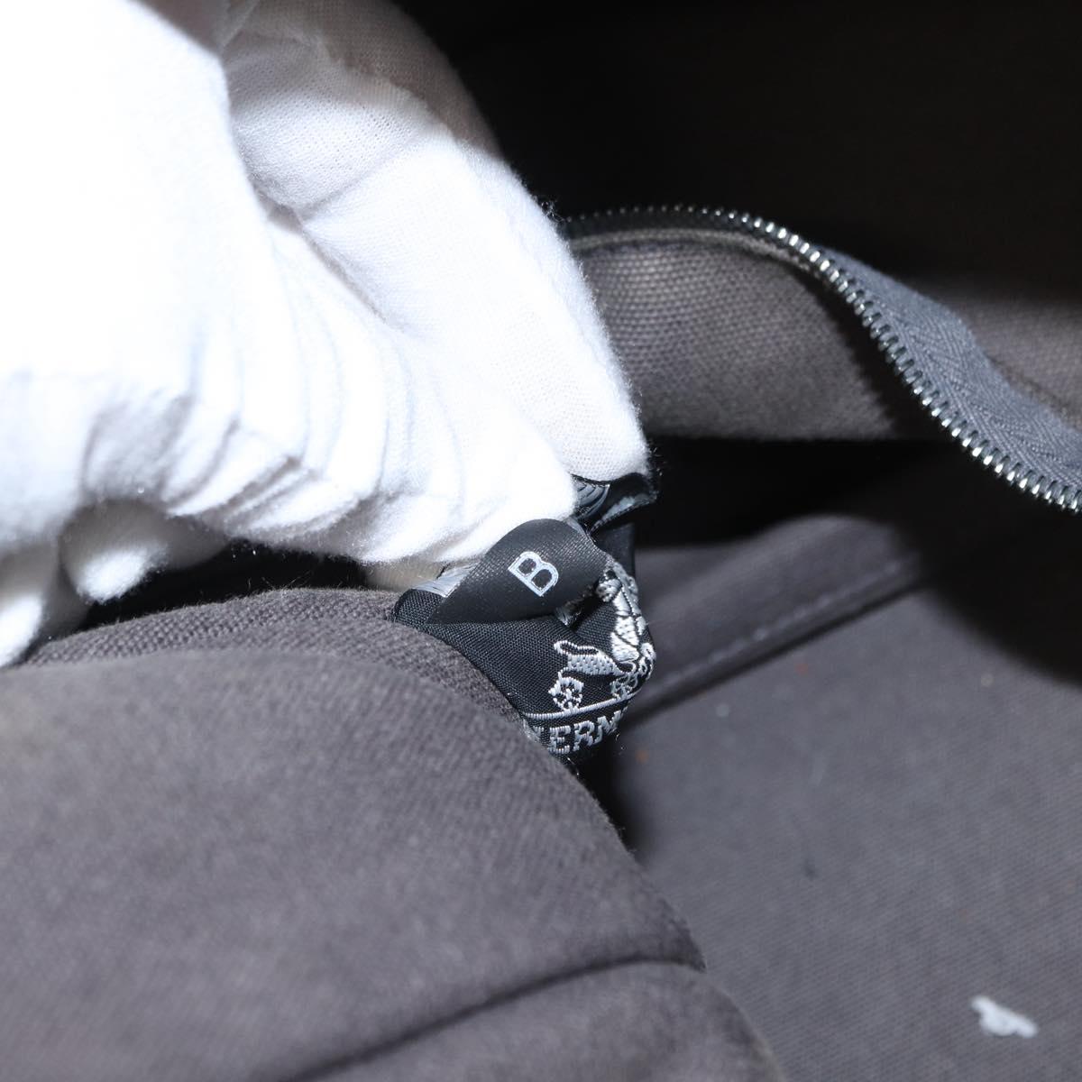 HERMES Fourre ToutMM Hand Bag Canvas Gray Silver Auth 151280