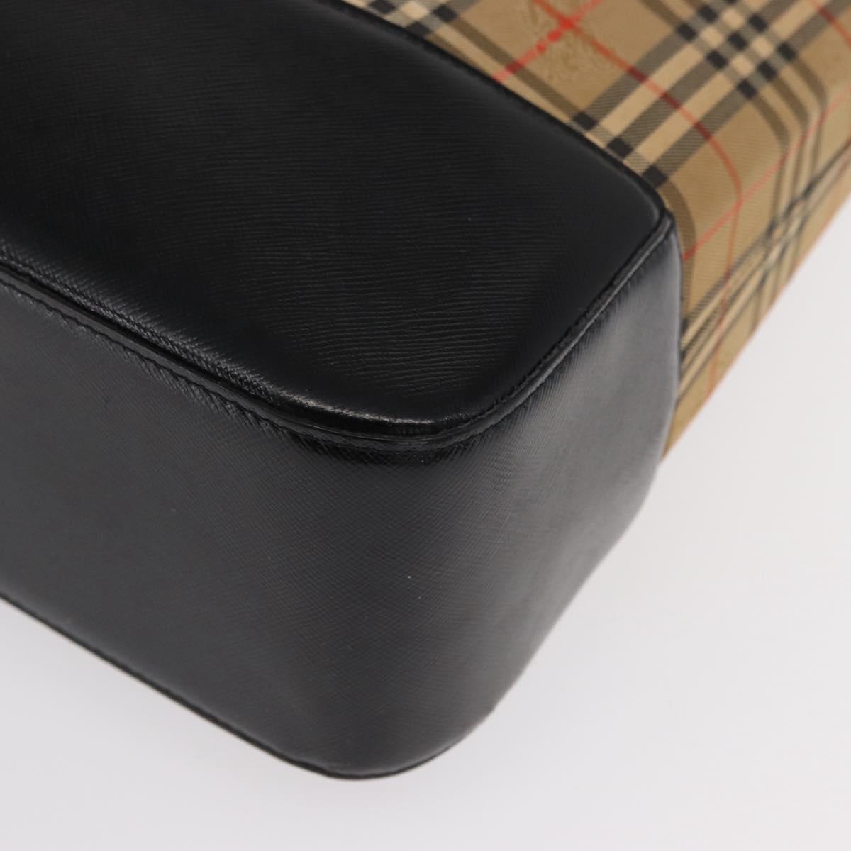 BURBERRY Nova Check Shoulder Bag Canvas Leather Beige Gold Auth 151281