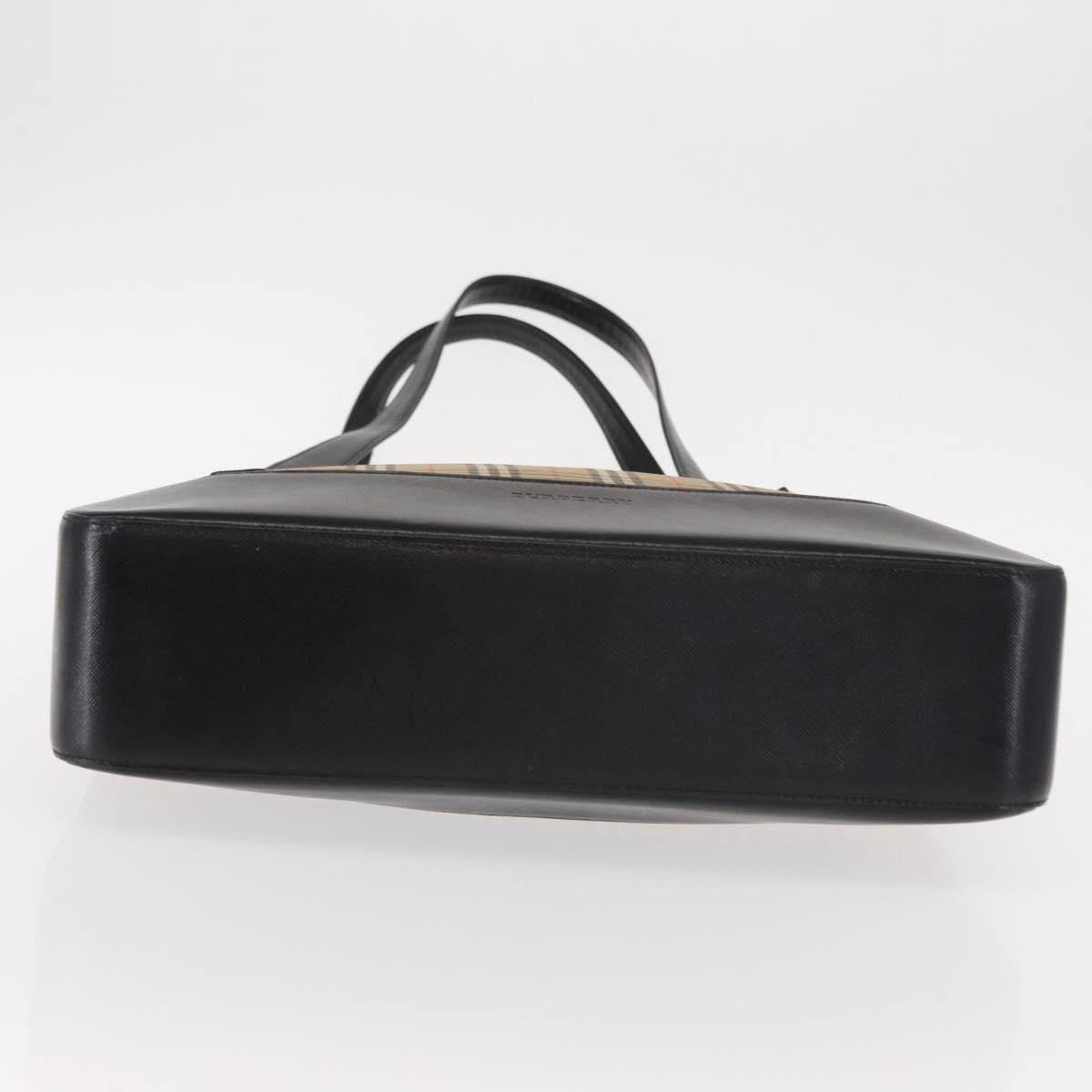 BURBERRY Nova Check Shoulder Bag Canvas Leather Beige Gold Auth 151281