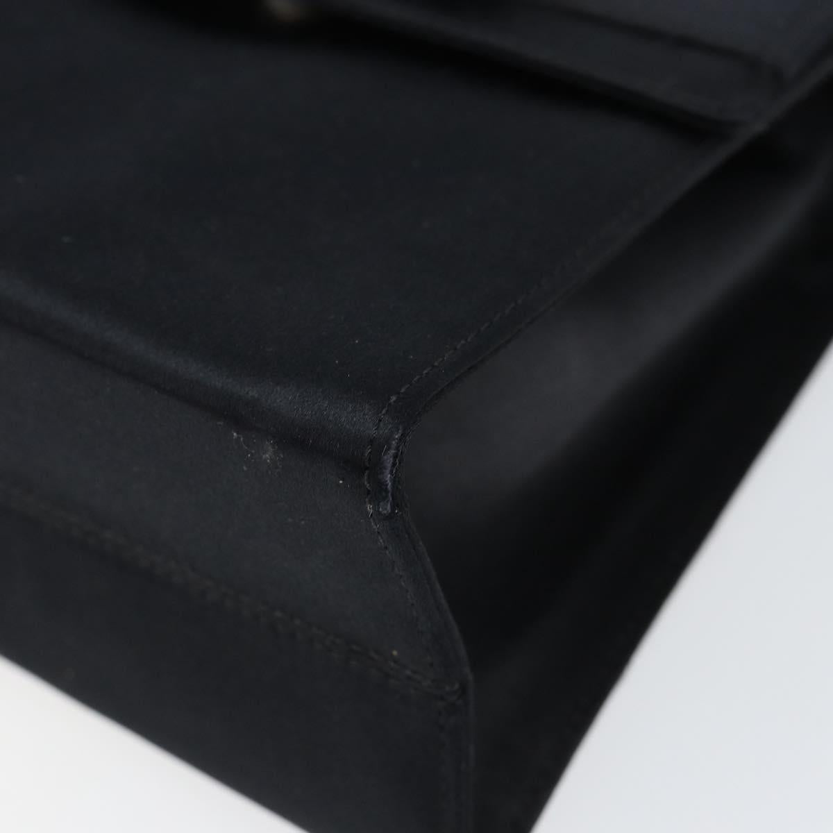 Salvatore Ferragamo Vala Hand Bag Satin 2way Black Silver Auth 151299