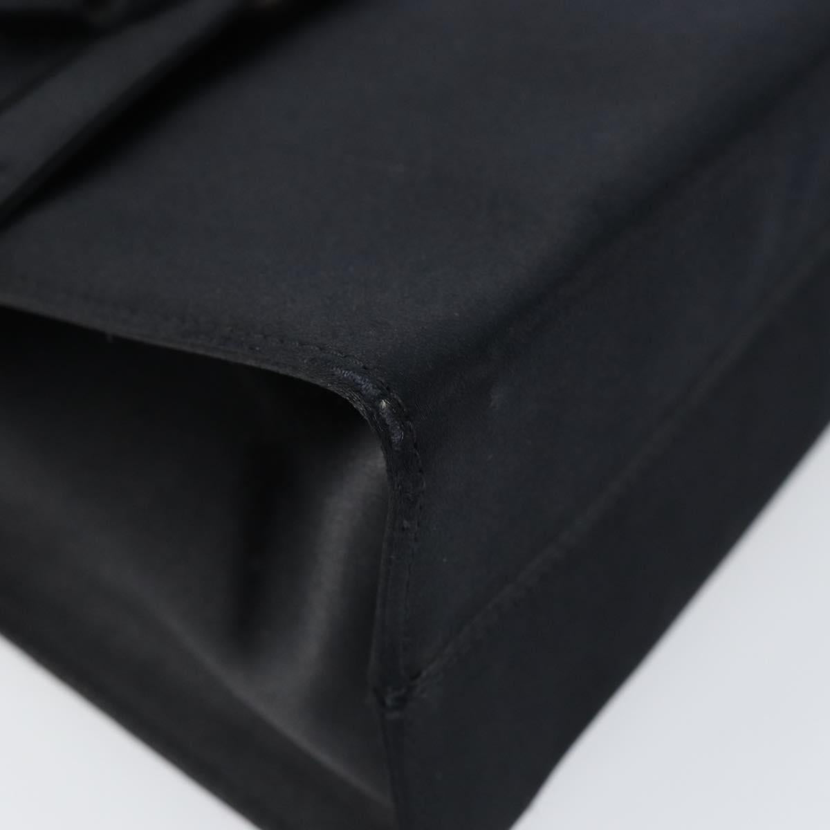 Salvatore Ferragamo Vala Hand Bag Satin 2way Black Silver Auth 151299