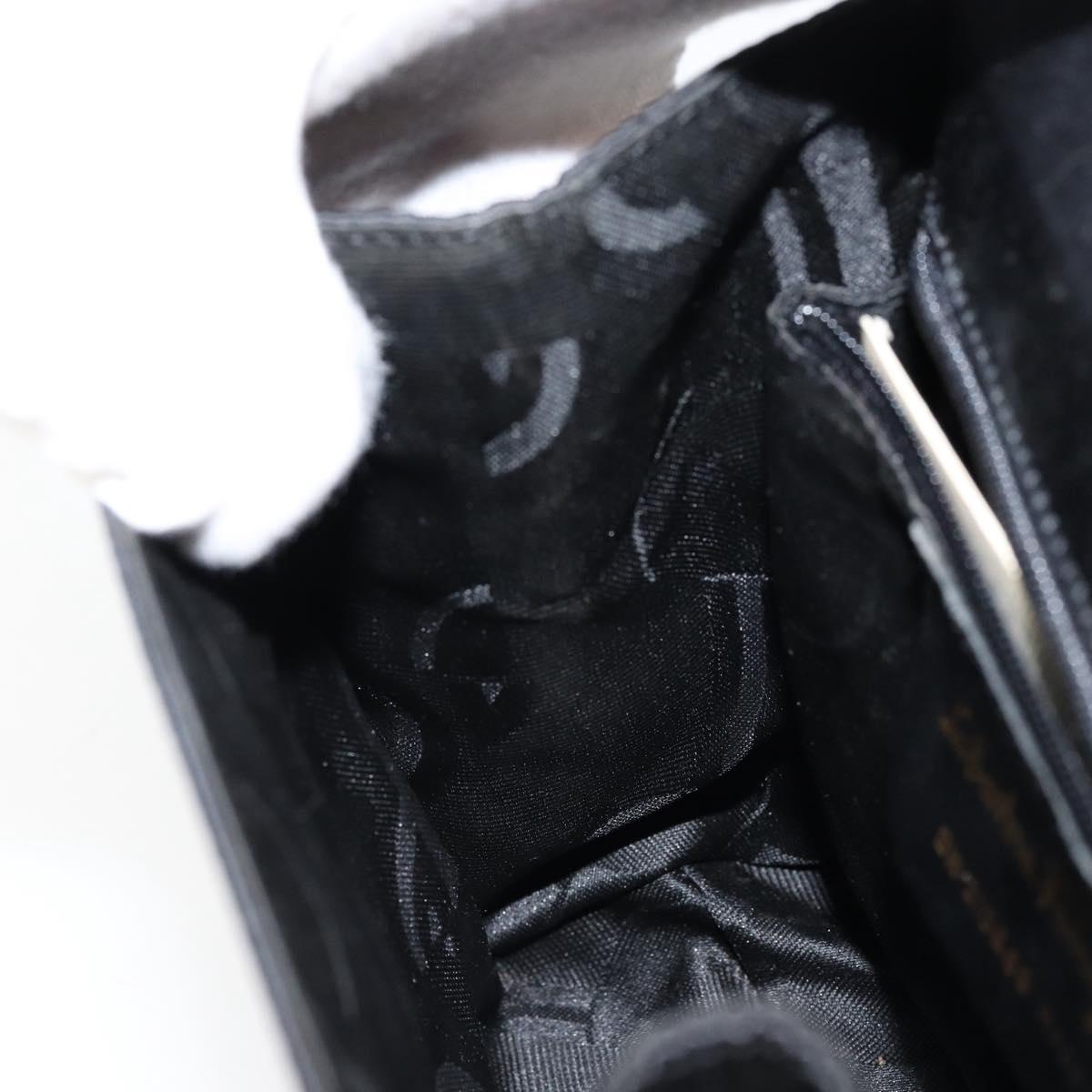 Salvatore Ferragamo Vala Hand Bag Satin 2way Black Silver Auth 151299