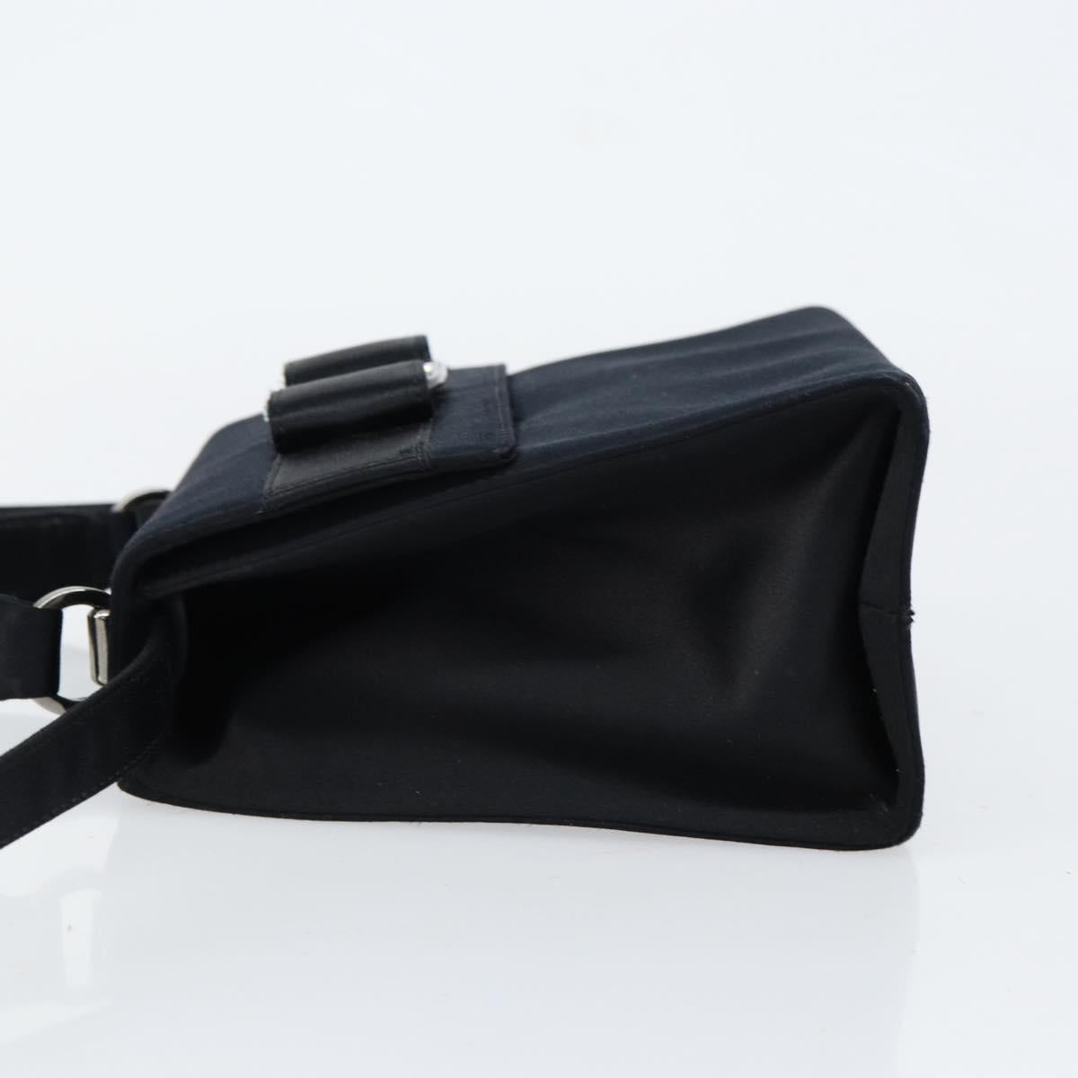 Salvatore Ferragamo Vala Hand Bag Satin 2way Black Silver Auth 151299