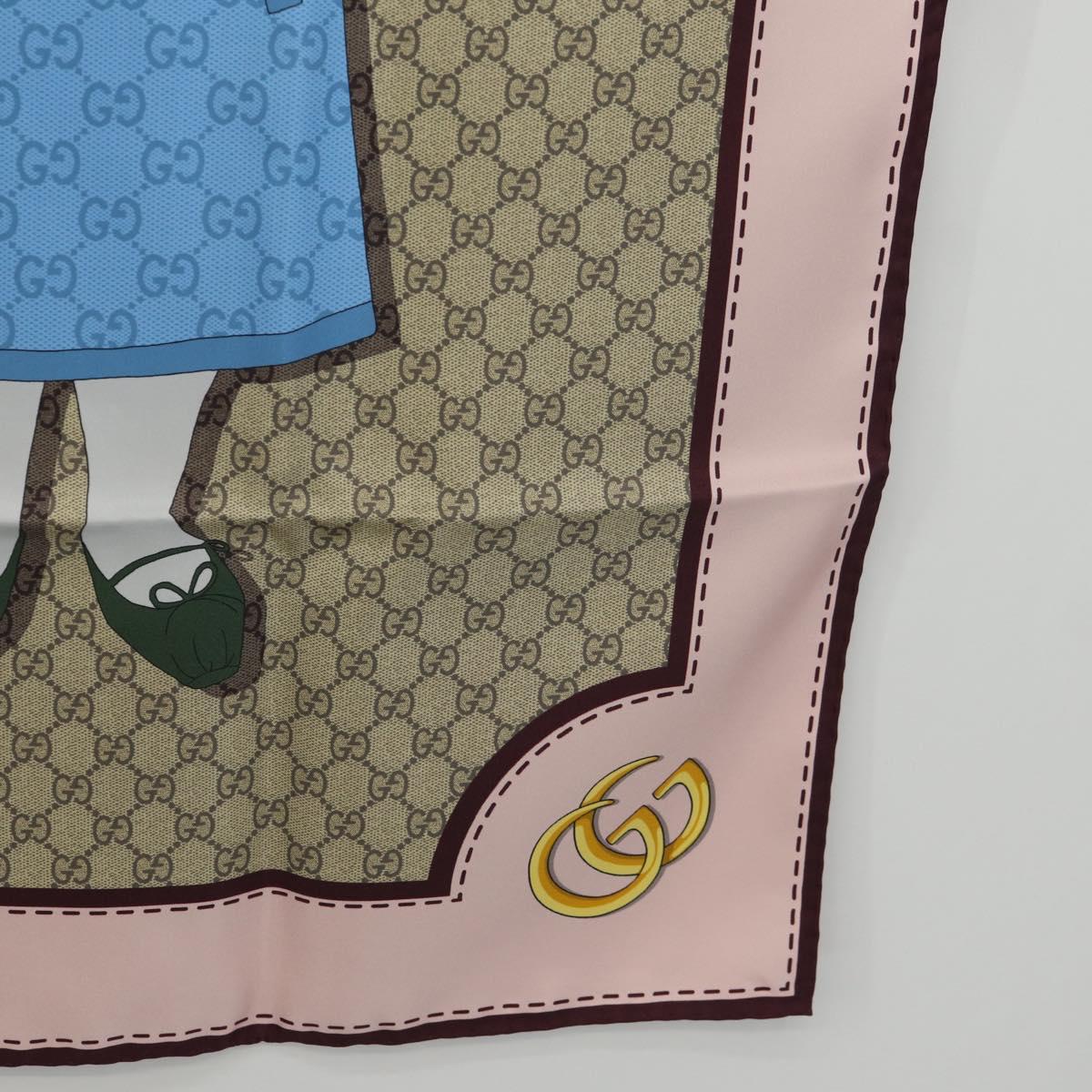 GUCCI x Yuko Higuchi Scarf Silk Beige Auth 151300M