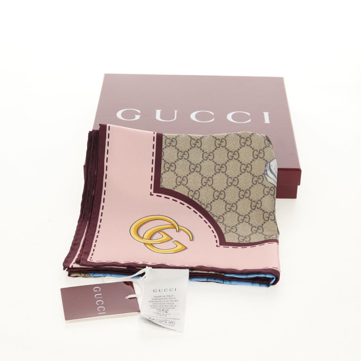 GUCCI x Yuko Higuchi Scarf Silk Beige Auth 151300M