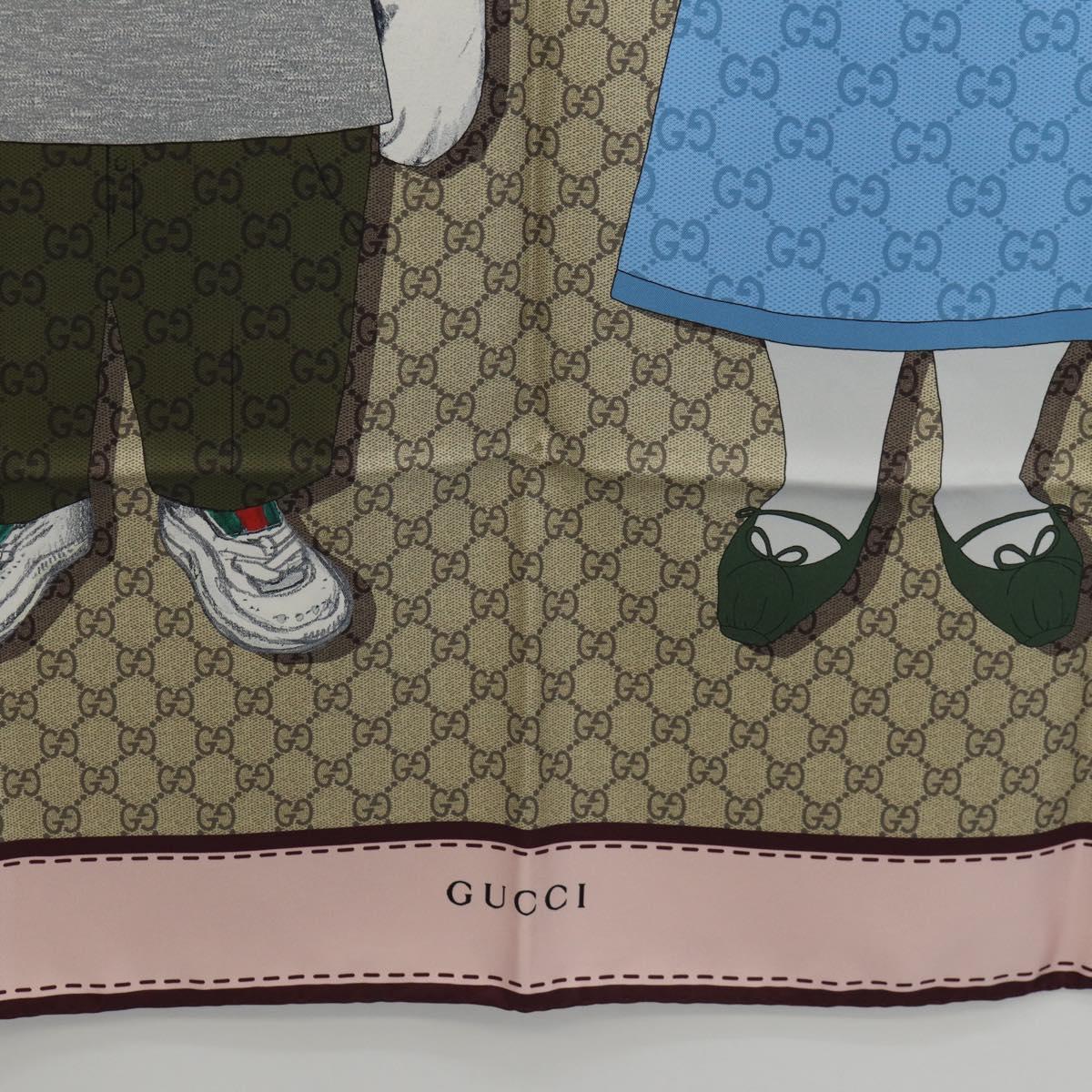 GUCCI x Yuko Higuchi Scarf Silk Beige Auth 151300M