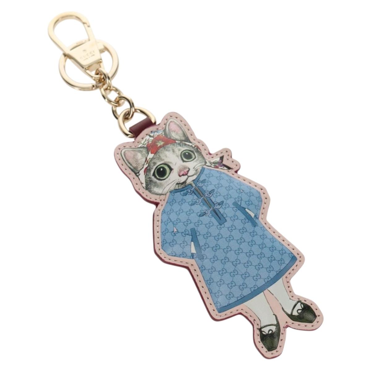 GUCCI GG Supreme x Yuko Higuchi Key Holder PVC Beige Gold Auth 151301M