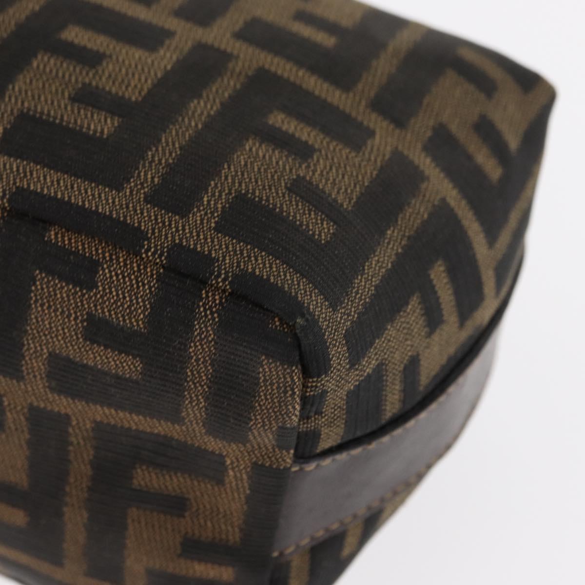 FENDI Zucca Canvas Vanity Pouch Black Brown gold Auth 151302