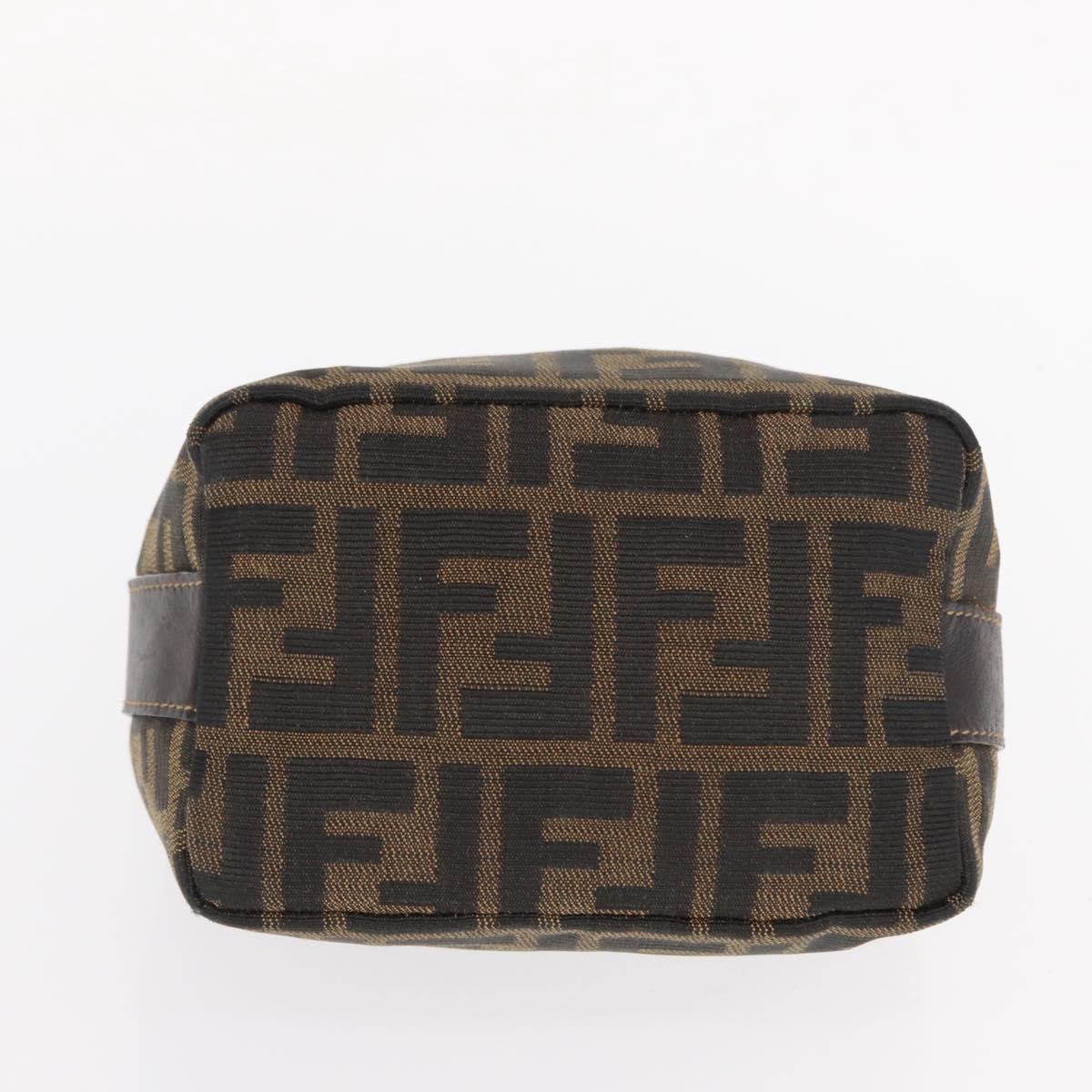FENDI Zucca Canvas Vanity Pouch Black Brown gold Auth 151302