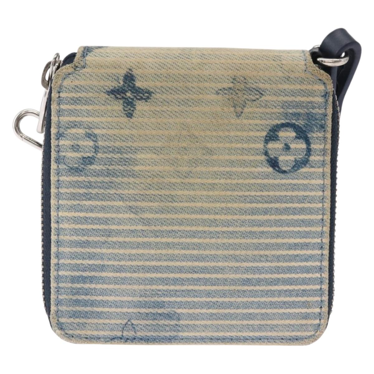 LOUIS VUITTON Monogram Watercolor Zippy Compact Wallet Blue M80461 Auth 151307