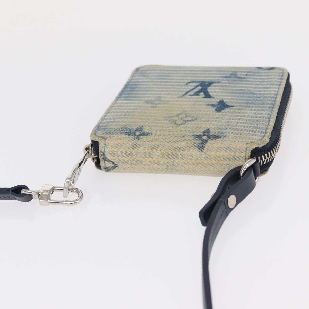 LOUIS VUITTON Monogram Watercolor Zippy Compact Wallet Blue M80461 Auth 151307