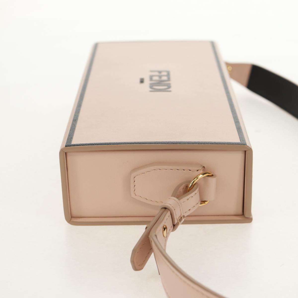 FENDI Box Horizontal Shoulder Bag Leather Pink Gold Auth 151310V