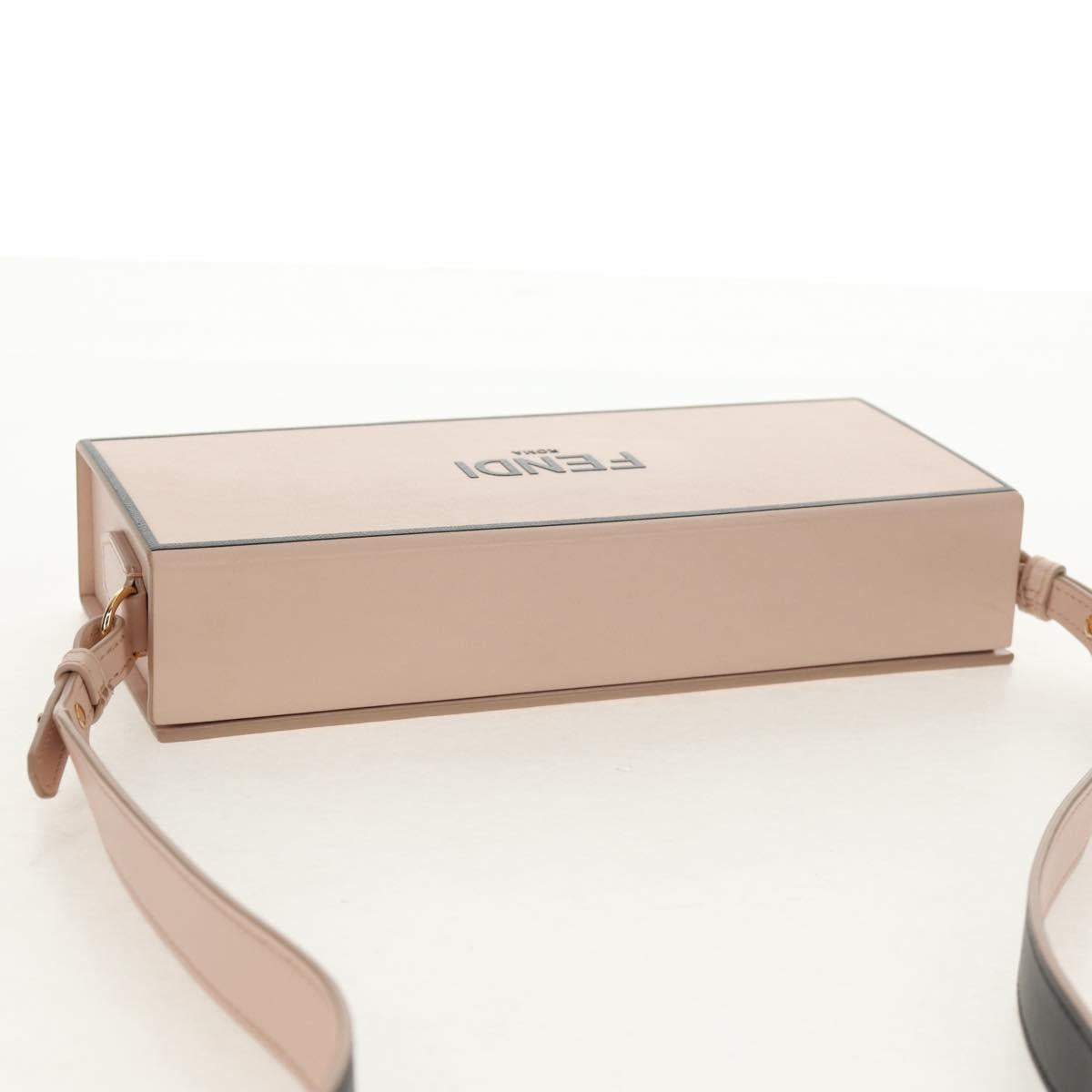 FENDI Box Horizontal Shoulder Bag Leather Pink Gold Auth 151310V
