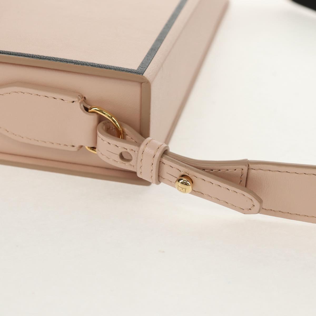FENDI Box Horizontal Shoulder Bag Leather Pink Gold Auth 151310V