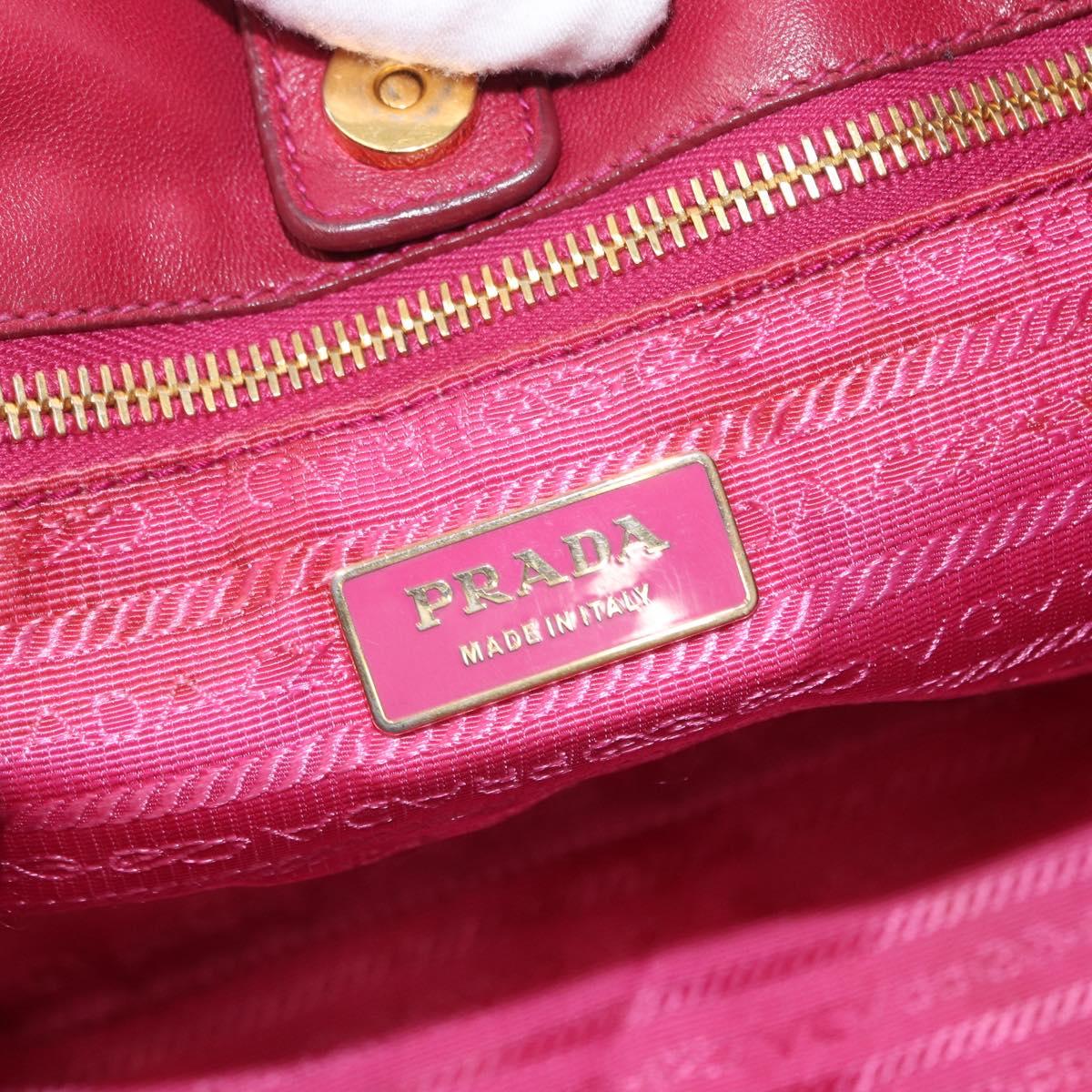 PRADA ribbon Hand Bag Nylon 2way Red Gold Auth 151316