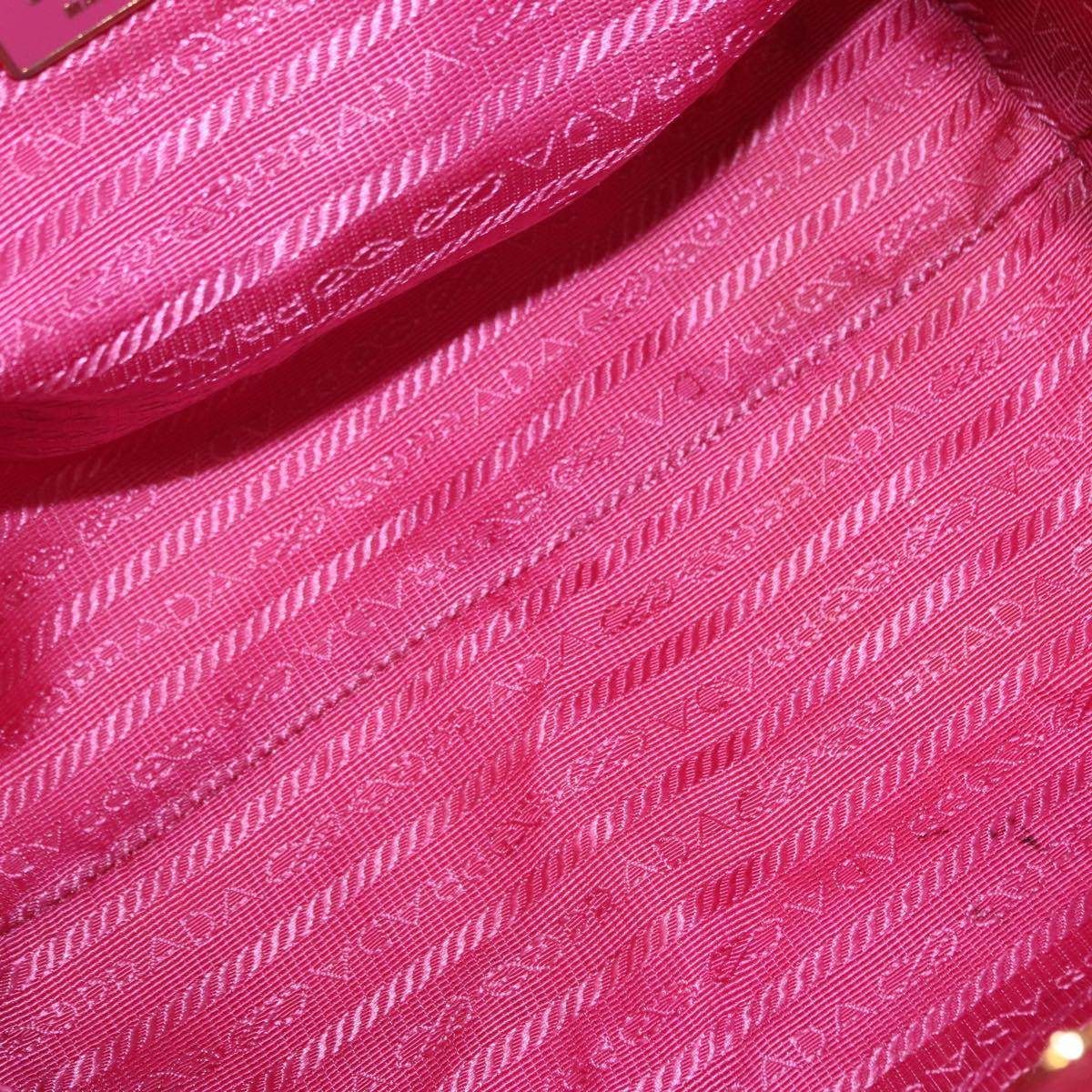 PRADA ribbon Hand Bag Nylon 2way Red Gold Auth 151316