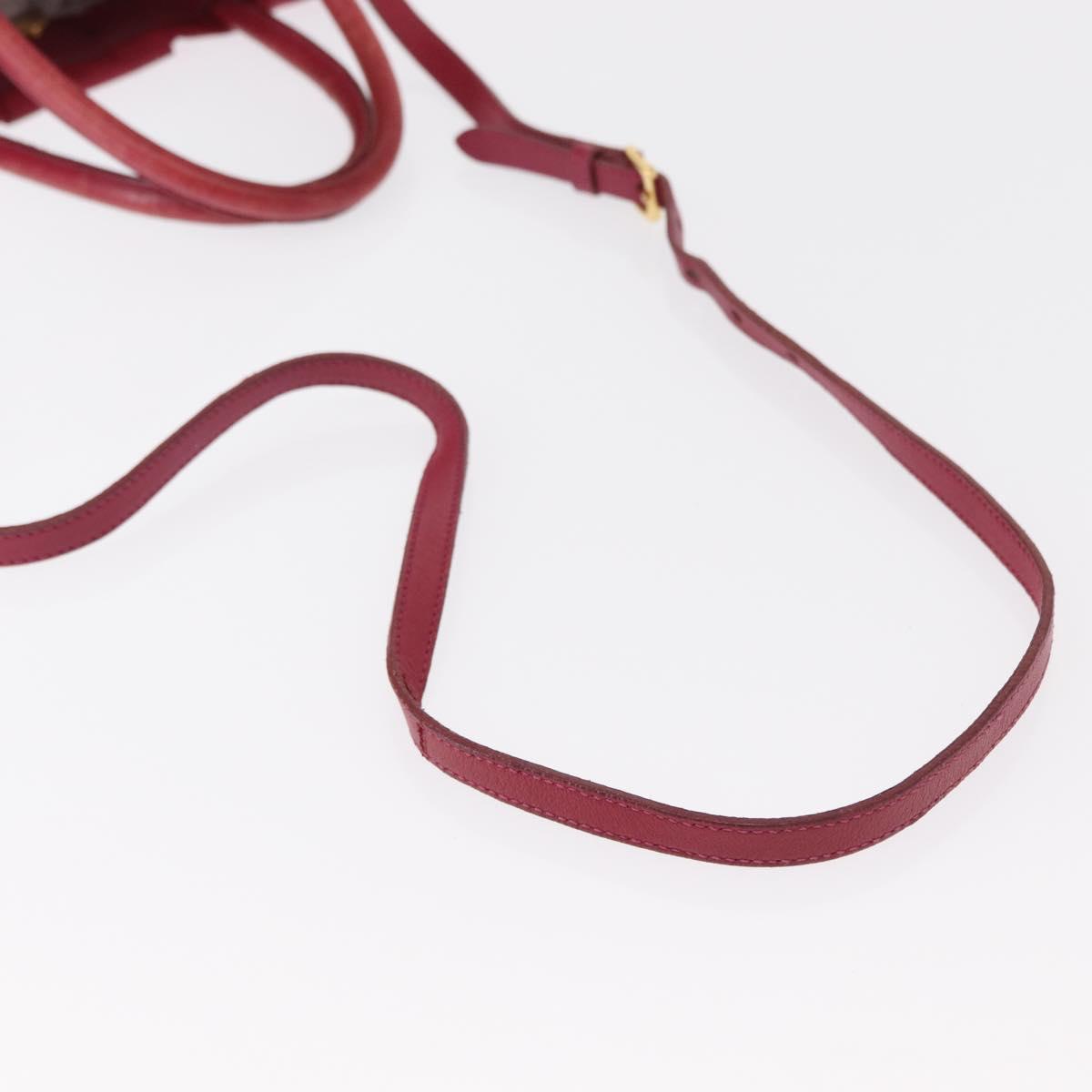 PRADA ribbon Hand Bag Nylon 2way Red Gold Auth 151316