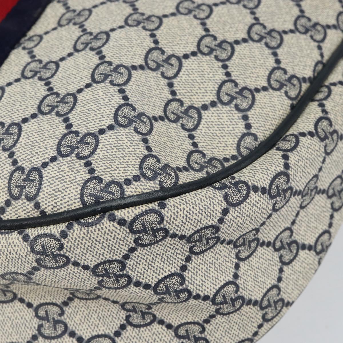 GUCCI GG Supreme Sherry Line Shoulder Bag PVC Navy Gold Red Auth 151330