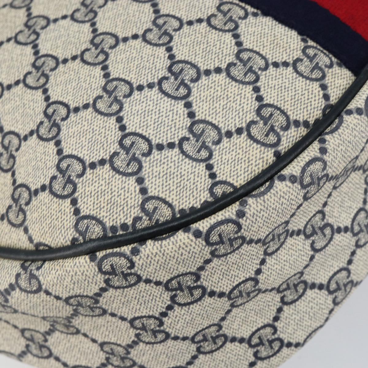 GUCCI GG Supreme Sherry Line Shoulder Bag PVC Navy Gold Red Auth 151330