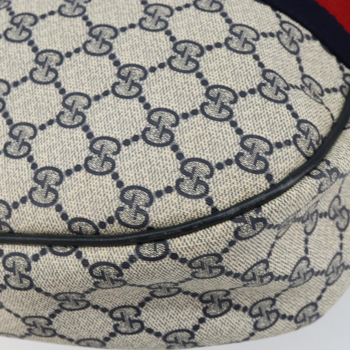 GUCCI GG Supreme Sherry Line Shoulder Bag PVC Navy Gold Red Auth 151330