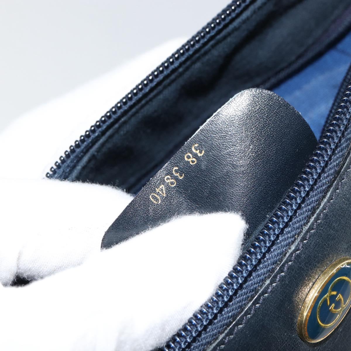 GUCCI GG Supreme Sherry Line Shoulder Bag PVC Navy Gold Red Auth 151330